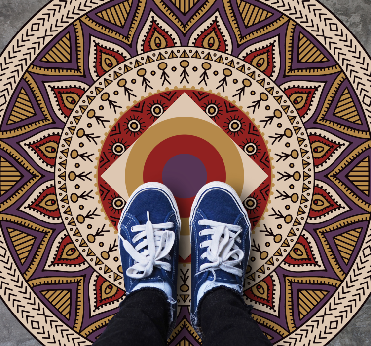 Levende cirkulært mønster mandala vinyl tæppe - TenStickers