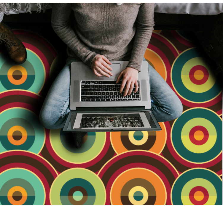 Levende cirkulært motiv geometriske vinyl tæppe - TenStickers