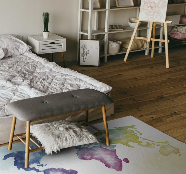 Levende globalt kort verdenskort vinyl tæppe - TenStickers