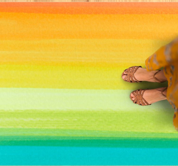 Levende gradientlinjer vinyl tæppe til stuen - TenStickers