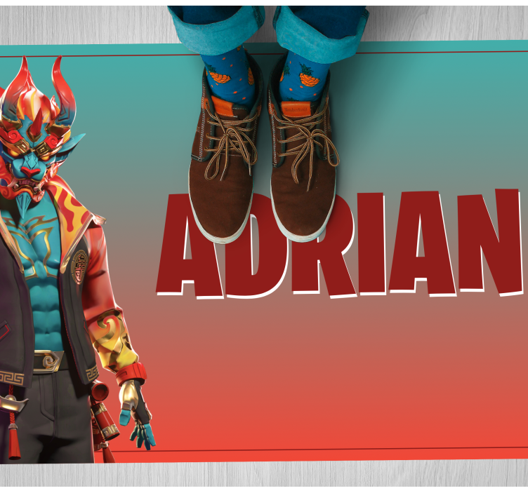 Spilfigur med navn vinyl tæppe til teenagere - TenStickers