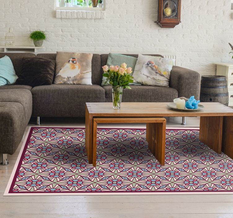 Livlig komposition vinyl tæppe til stuen - TenStickers