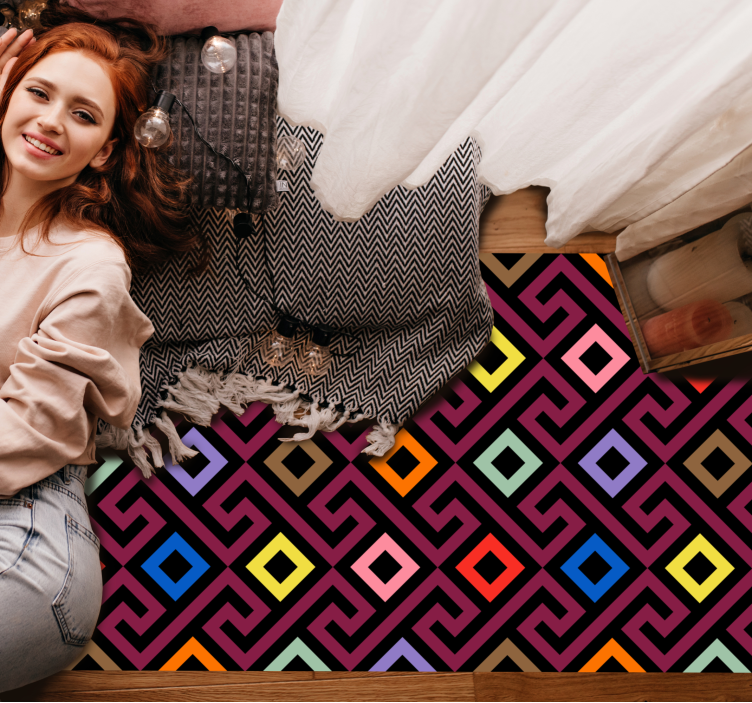 Livlig stil geometriske vinyl tæppe - TenStickers