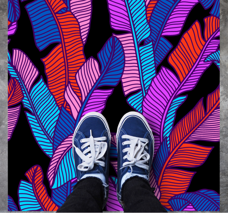 Livlige bladmønstre Blomster og planter vinyltæppe - TenStickers