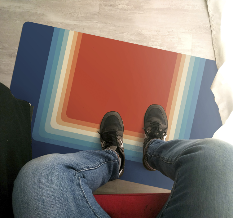 Livlige lagdelte striber moderne vinyl tæppe - TenStickers