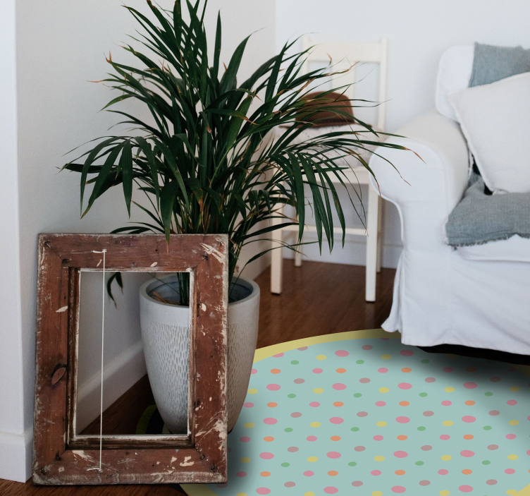 Livlige plettede prikker vinyl tæppe til stuen - TenStickers