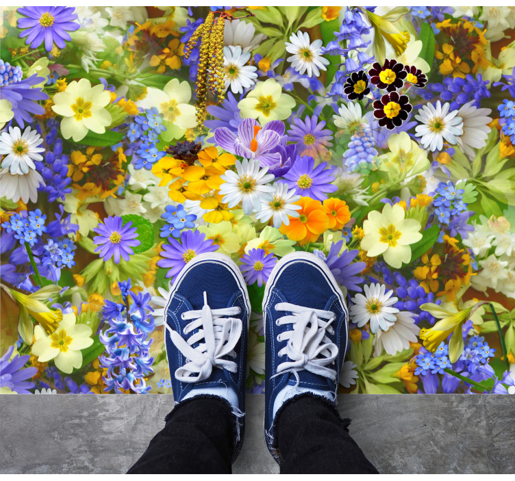 Livligt blomsterkoncept Blomster og planter vinyltæppe - TenStickers