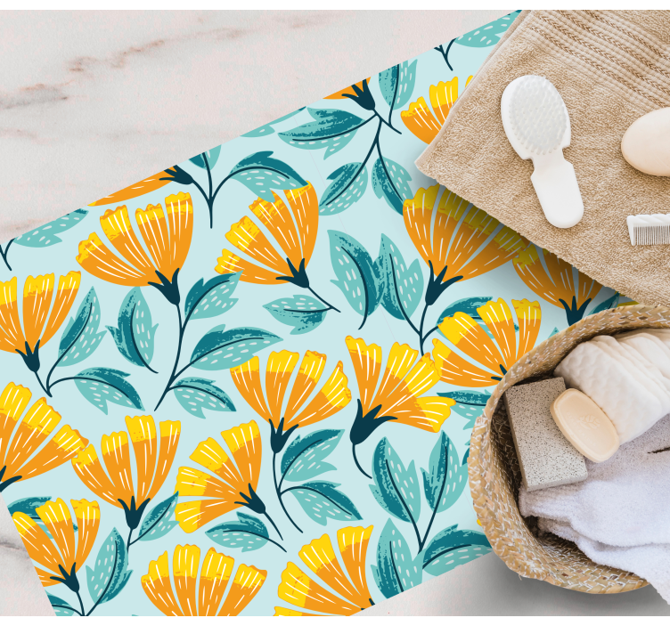 Livligt botanisk motiv Blomster og planter vinyltæppe - TenStickers