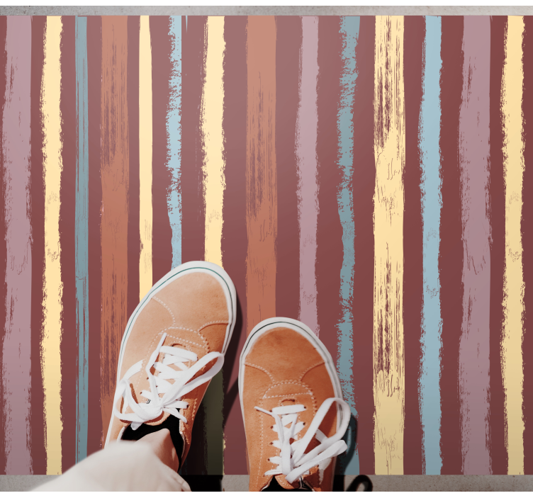 Håndmalet stofeffekt stribede vinyl tæppe - TenStickers