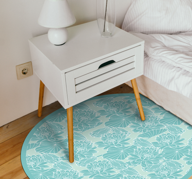 Lotus skitse blomster vinyl tæppe - TenStickers