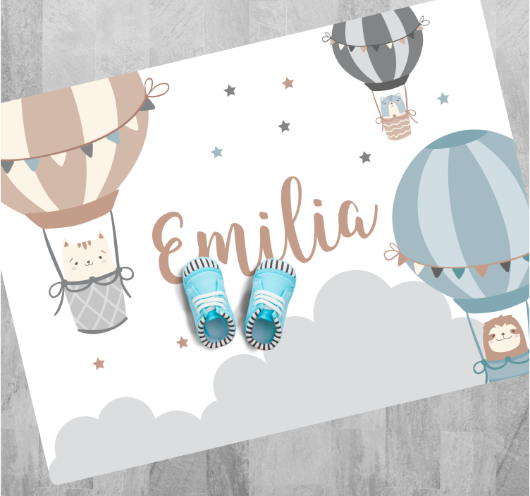 Luftballoner vinyl tæppe med navn - TenStickers