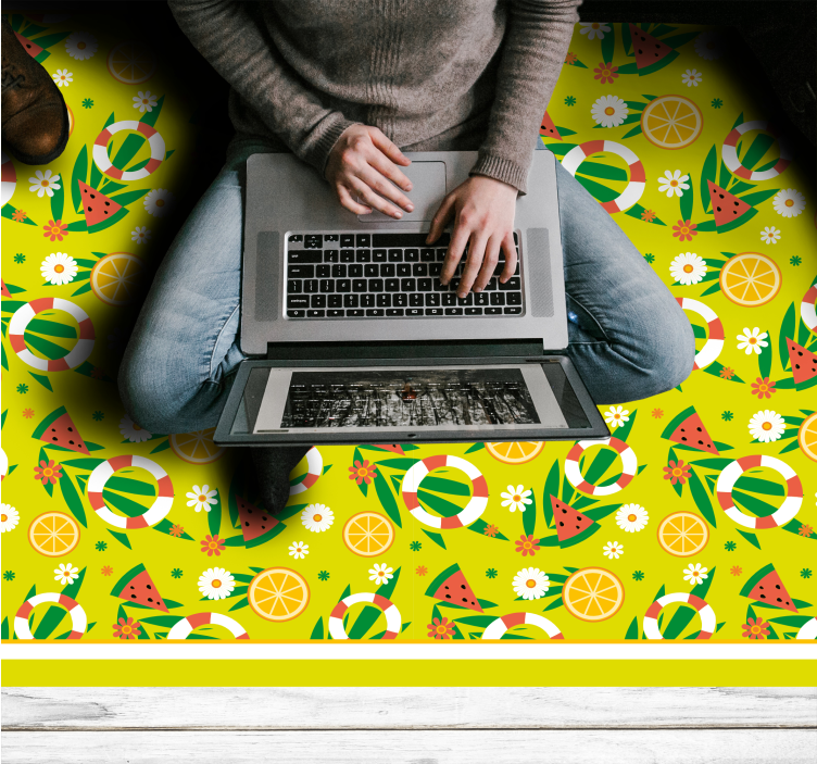 Lyse citrusmønstre mosaik vinyl tæppe - TenStickers