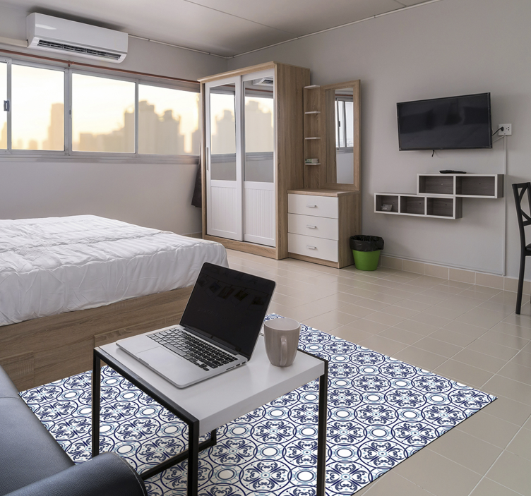 Fantastisk lyseblå fliser vinyl soveværelsetæppe - TenStickers