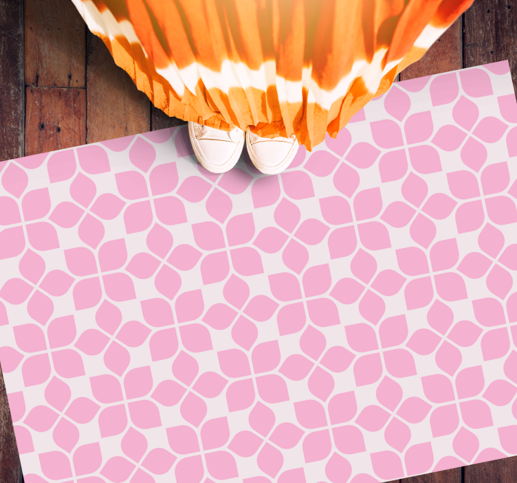 Lyserød blomsterflise mosaik vinyl tæppe - TenStickers