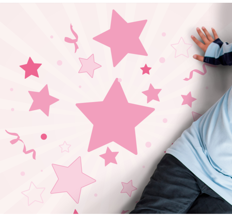 Lyserødt festligt motiv stjerne vinyl tæppe - TenStickers