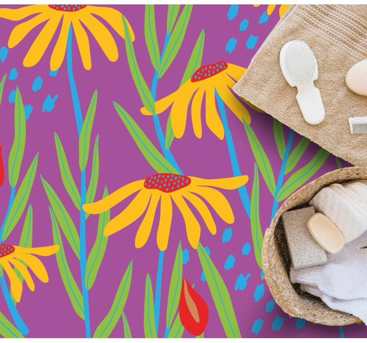 Lilla botanisk arrangement Blomster og planter vinyltæppe - TenStickers