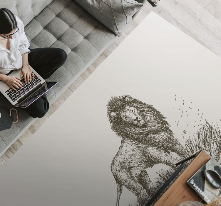 Majestætisk løverefleksion vinyltæpper med dyr - TenStickers