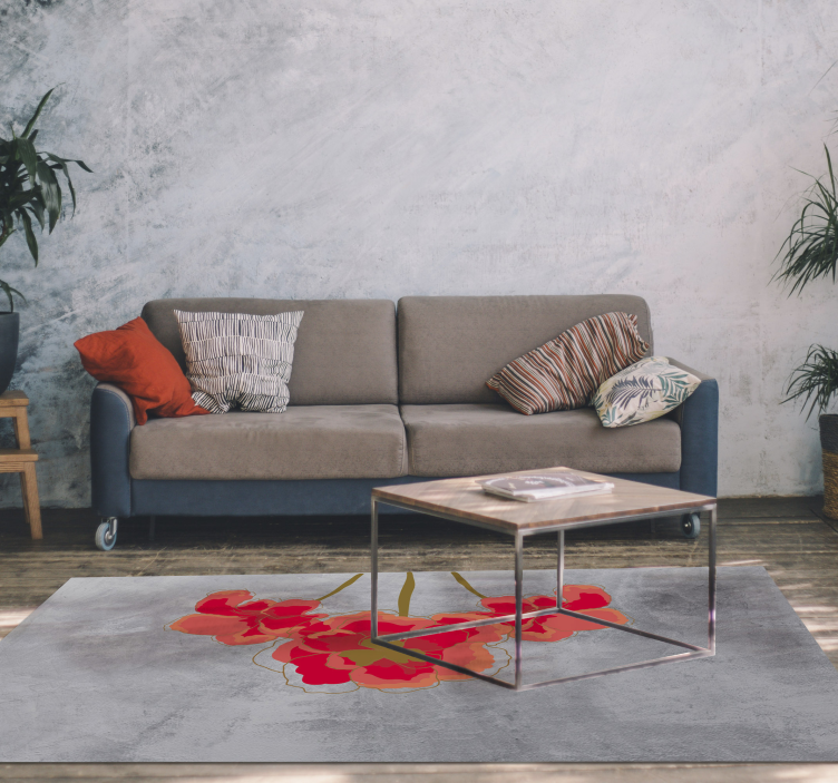 Malet valmue blomstret vinyltæppe - TenStickers