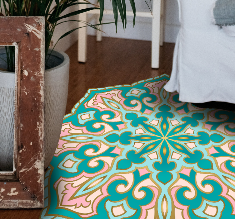 Mandala-inspireret medaljon mosaik vinyl tæppe - TenStickers