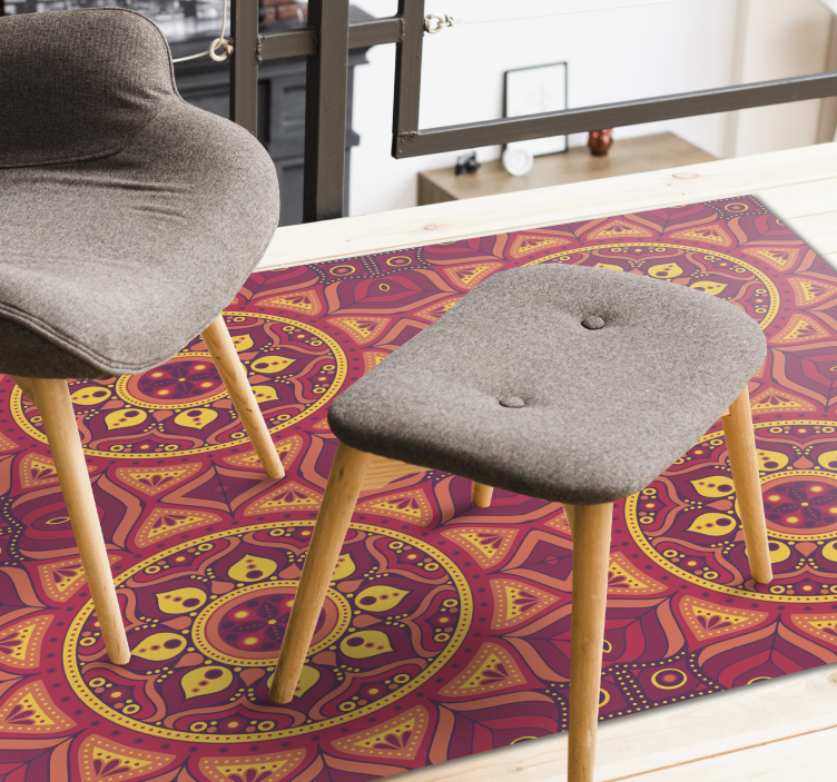 Mandala inspireret symmetri mandala vinyl tæppe - TenStickers