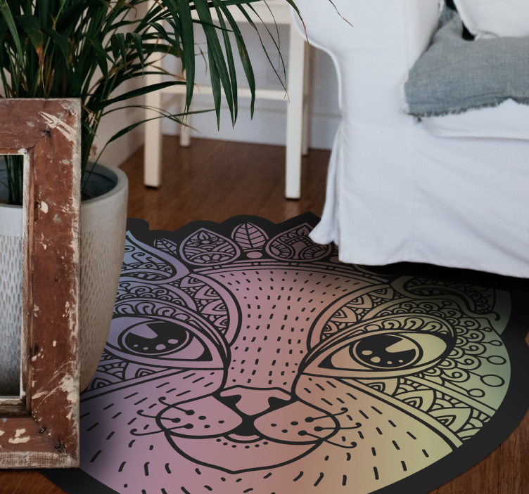 Mandala kat illustration vinyltæpper med dyr - TenStickers