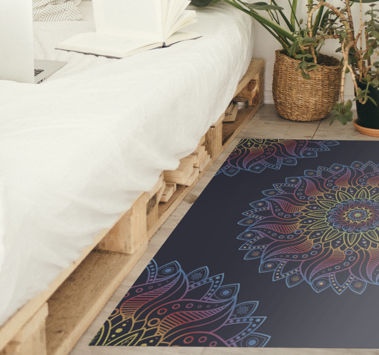 Mandala vinyl tæppe med farverigt livligt motiv - TenStickers