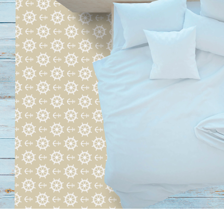 Maritimt kompasmotiv vinyl tæppe til stuen - TenStickers