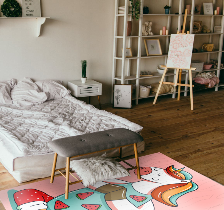 Mediterende enhjørning vinyl tæppe - TenStickers