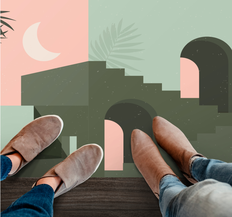 Minimalistisk abstrakt sceneri minimalistiske vinyl tæppe - TenStickers