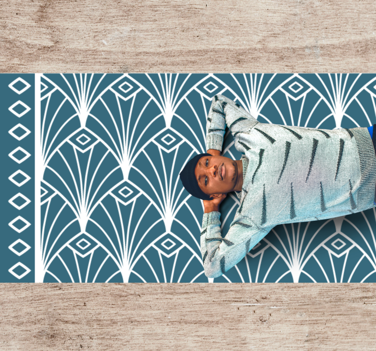 Moderne kunst blå og hvide deco geometriske tæpper - TenStickers