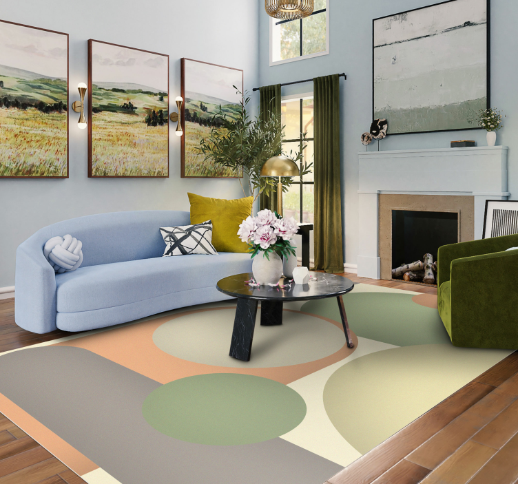 Moderne vinyl tæppe med nutidige cirkulære mønstre - TenStickers