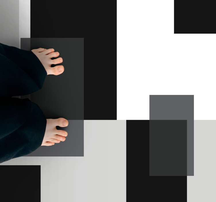 Monokrom firkantet layout minimalistiske vinyl tæppe - TenStickers