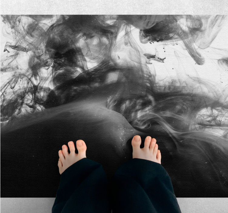 Monokrome abstrakte hvirvler marmor vinyl tæppe - TenStickers