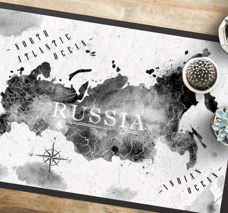 Monokromt verdenskort verdenskort vinyl tæppe - TenStickers