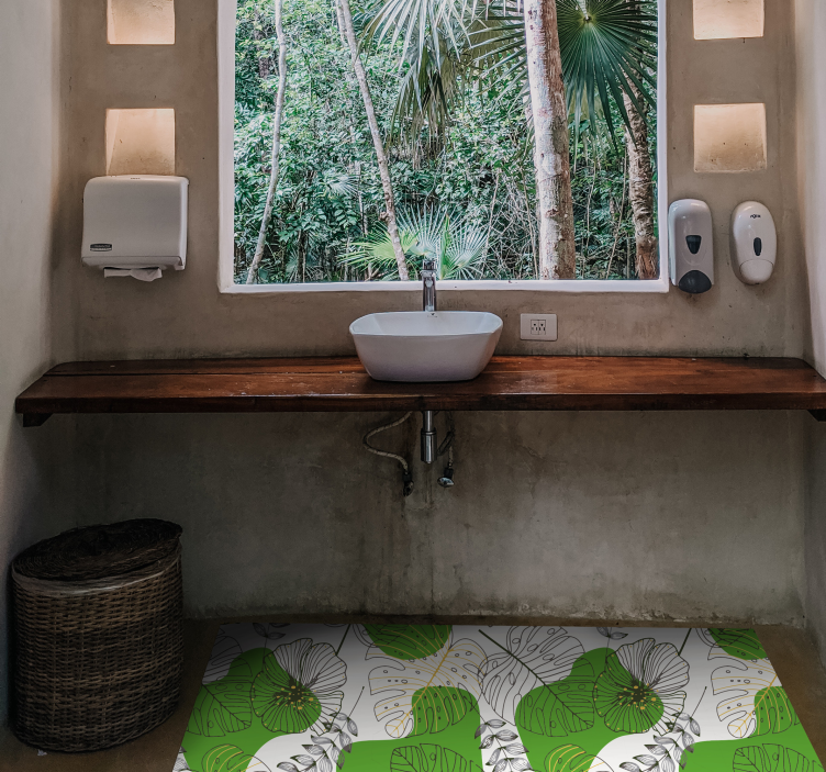 Monstera efterlader stuen vinyl tæppe - TenStickers