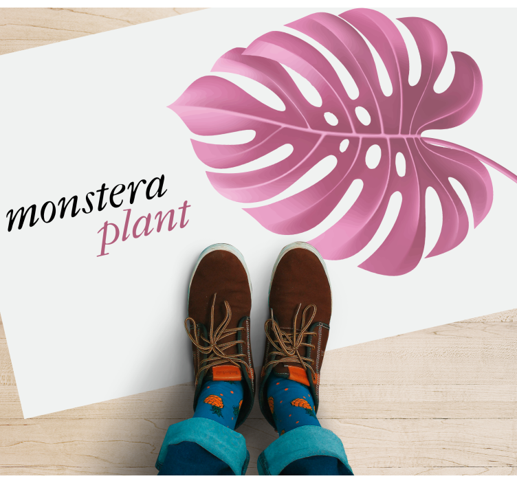 Lyserød monstera-plante Blomster og planter vinyltæppe - TenStickers