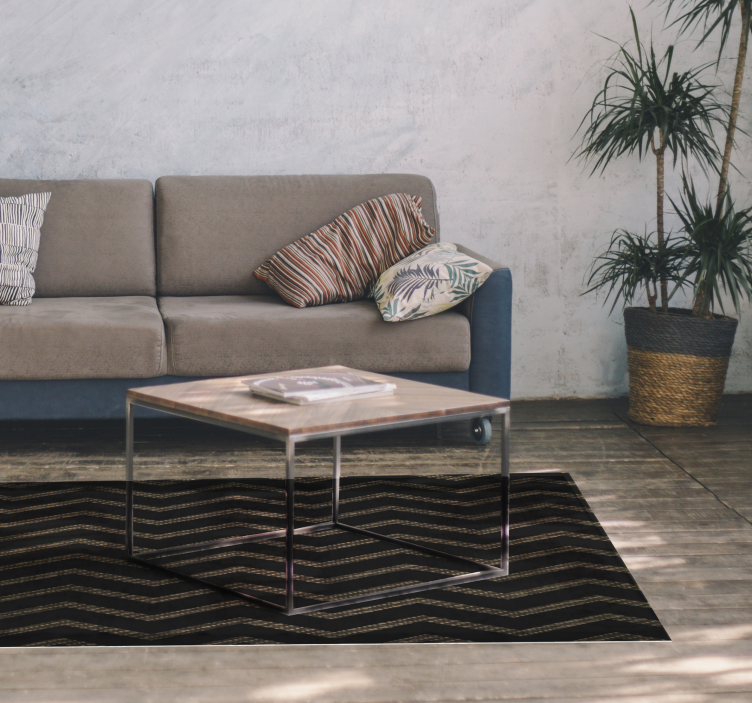 Mørke zig zags striber vinyl tæppe - TenStickers