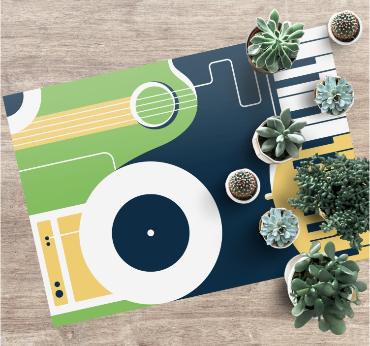 Motiv af musikinstrumenter rektangel vinyl tæppe - TenStickers