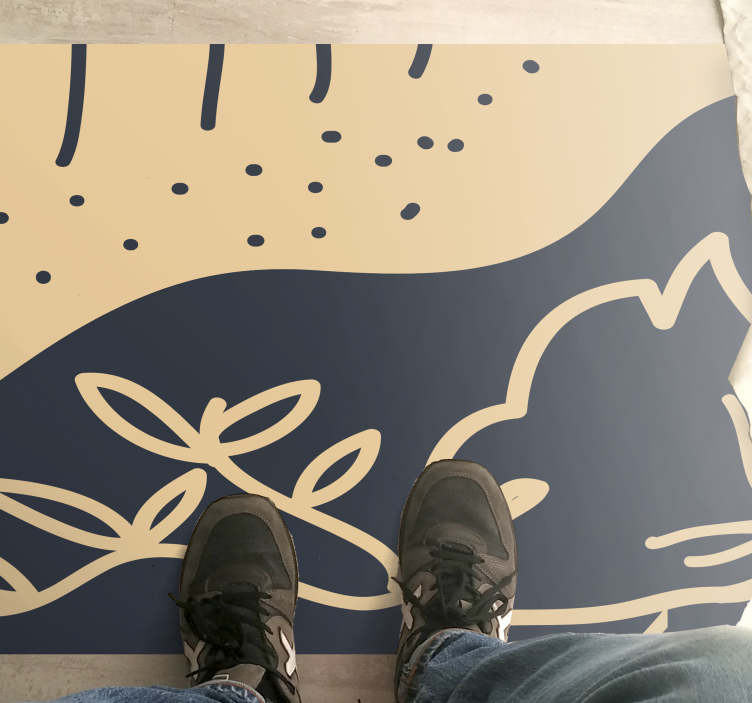 Natur vinyl tæppe med beige bladmotiv - TenStickers