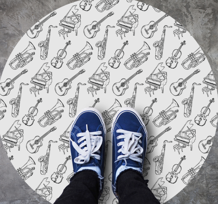 Motiv med musikinstrumenter rundt vinyltæppe - TenStickers