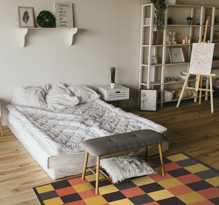 Flerfarvet firkantet design moderne tæppe - TenStickers