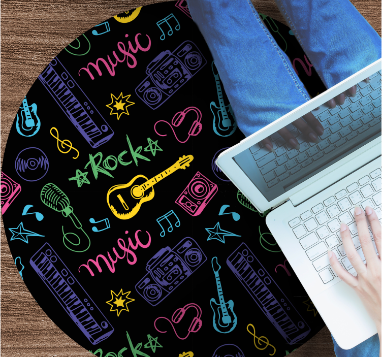 Musikalske ikoner mønster vinyl tæppe til teenagere - TenStickers