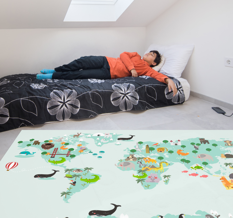 Nordisk turkisk worldmap vinyl vinyltæppe til børn - TenStickers