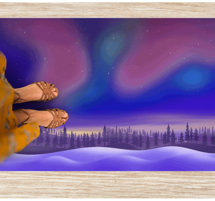 Nordlys nattehimmel natur vinyl tæppe - TenStickers