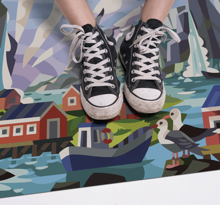 Norsk lille landsby med natur etnisk tæppe - TenStickers