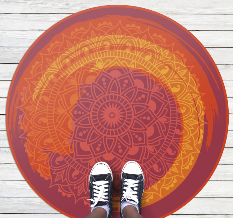 Orange brændende mandala vinyltæppe - TenStickers