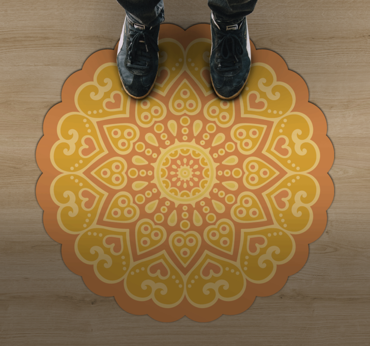 Orange mandala vinyl tæppe - TenStickers