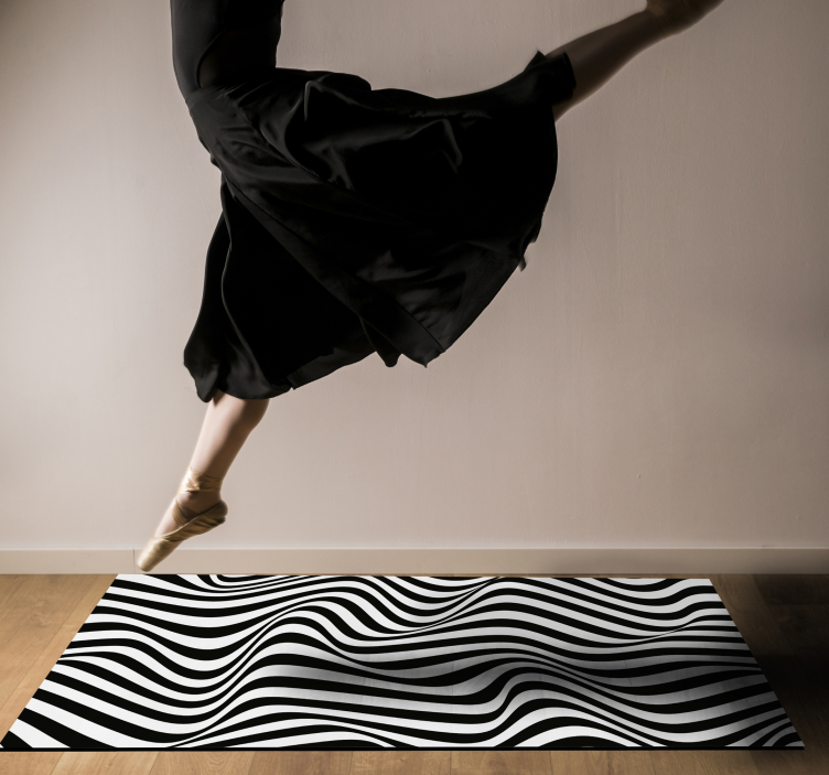 Organisk stribet vinyl tæppe 3d - TenStickers