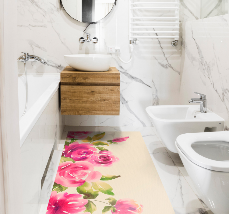 Pæon med bladblomstret vinyltæppe - TenStickers