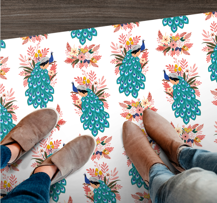 Påfugl blomstermønster Blomster og planter vinyltæppe - TenStickers